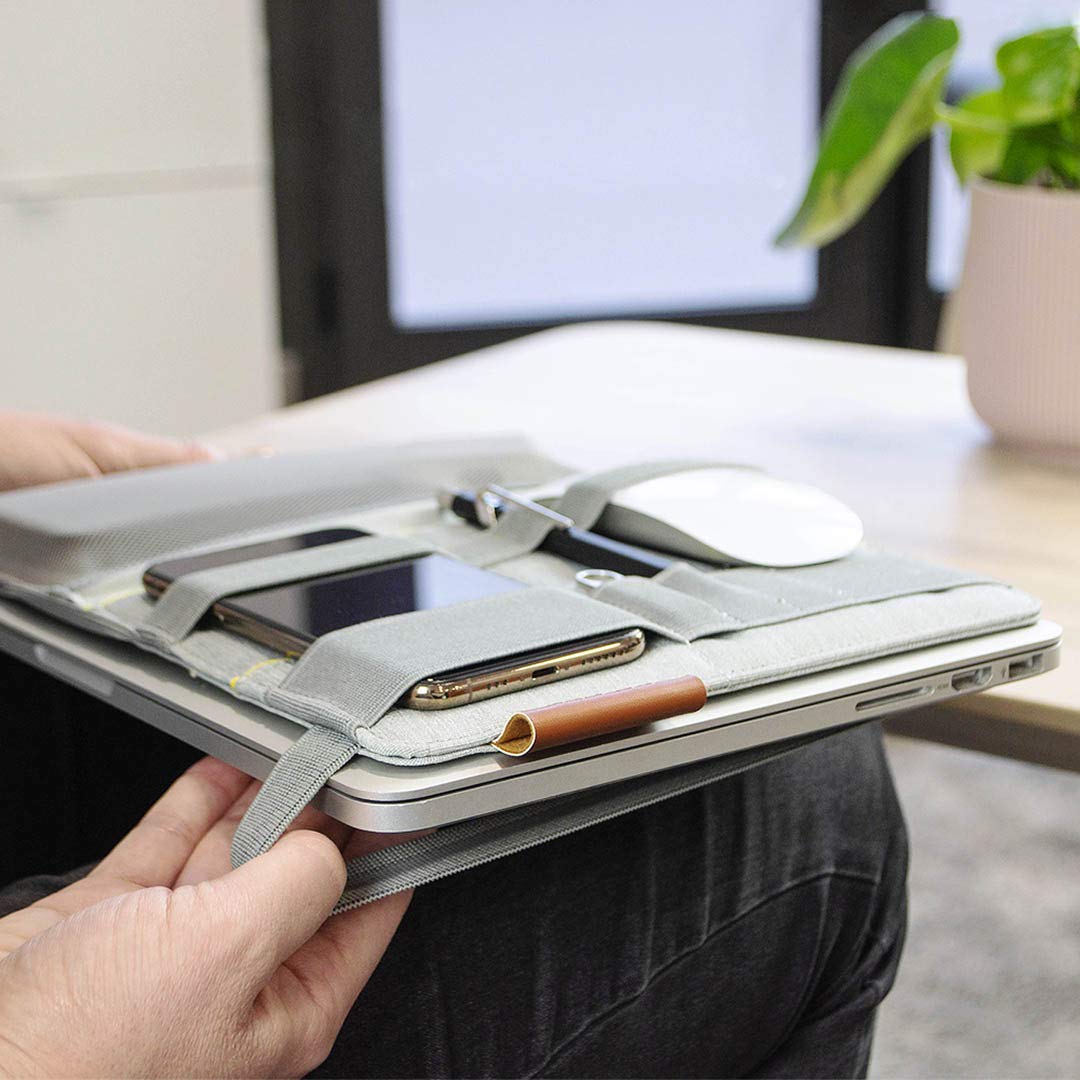 Beblau FOLD Portable Electronic Organizer - Attachable Device & Desktop Accessory | Office & Home Organizer | Fits 13"-15" Laptops & A4 Notebooks |