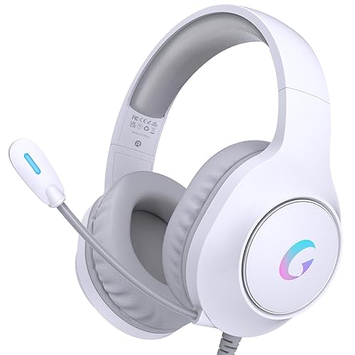 syndesmos CM7002 Gaming Headset for PS5, PS4, PC, Mac, Switch, Xbox Series, Surround Sound RGB Gaming Headphones with Noise Canceling Microphone, 50MM