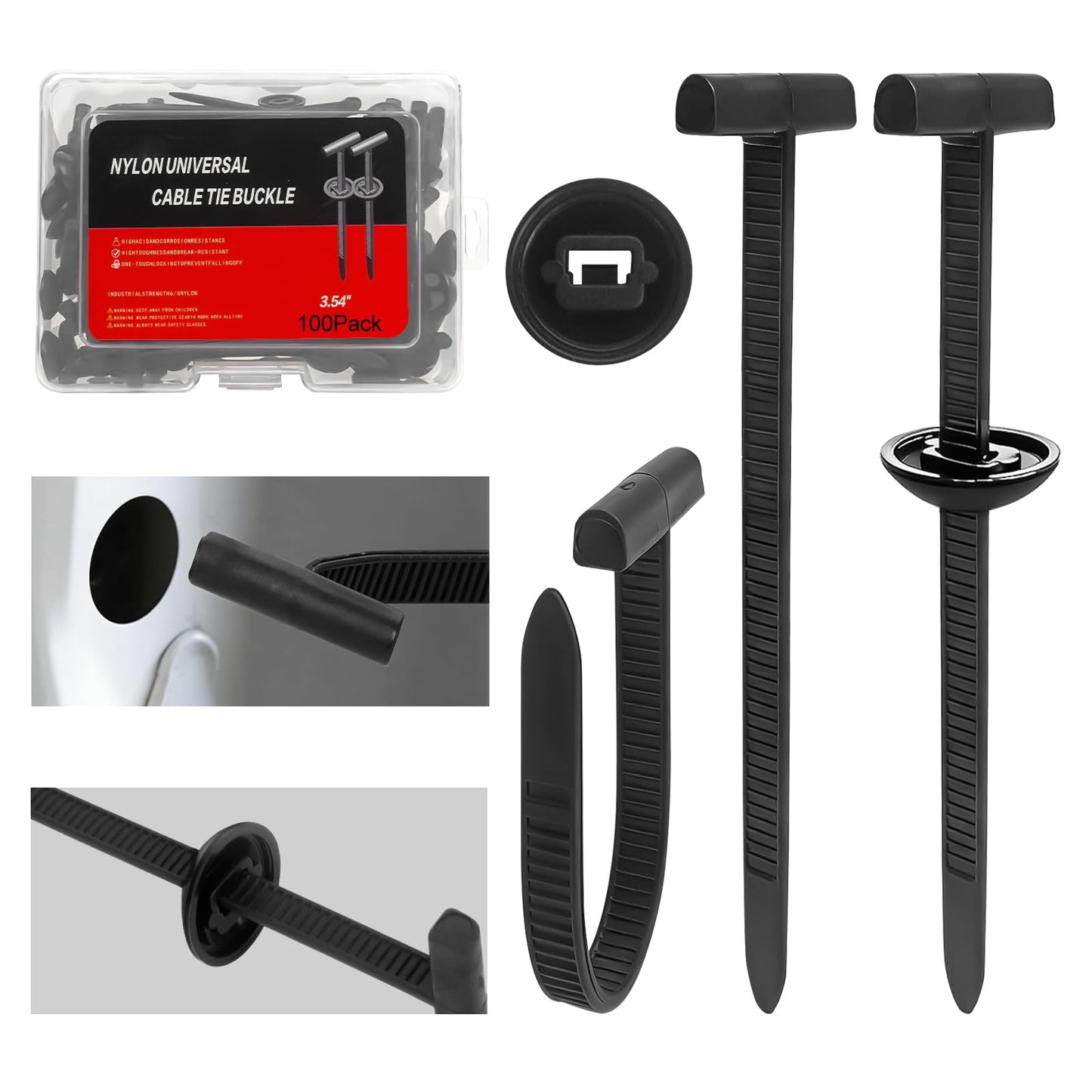 Nylon Universal Cable Tie Buckle 2026 Upgraded,Heavy Duty Self-Locking Rivet Zip Ties,Multi-Usage Cable Tie Buckle for Car Repair Home Garden