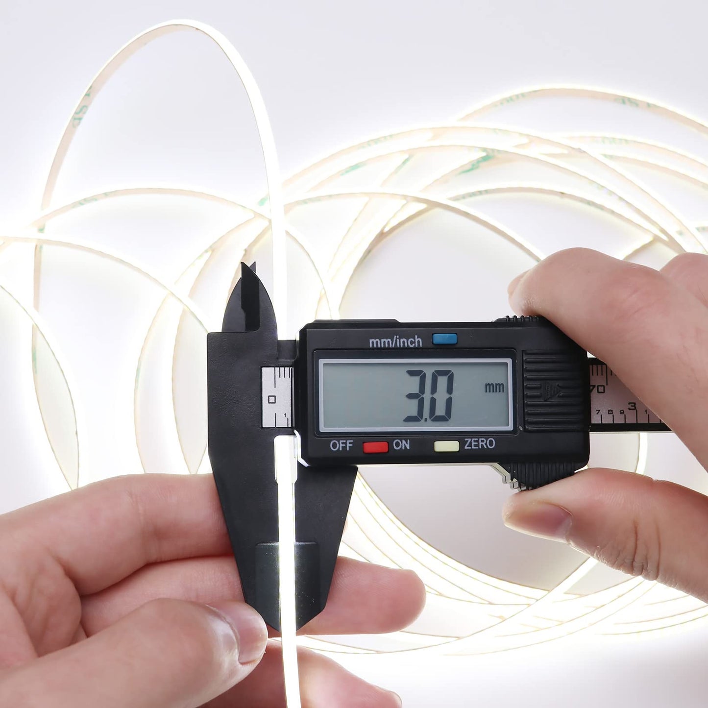 TOPAI 12V Thin 3mm COB LED Strip 6000K Cool White 16.4ft Bright White CRI>90 Uniform Dotless 400LEDs/M Adhesive Flexible Cuttable LED Tape Light