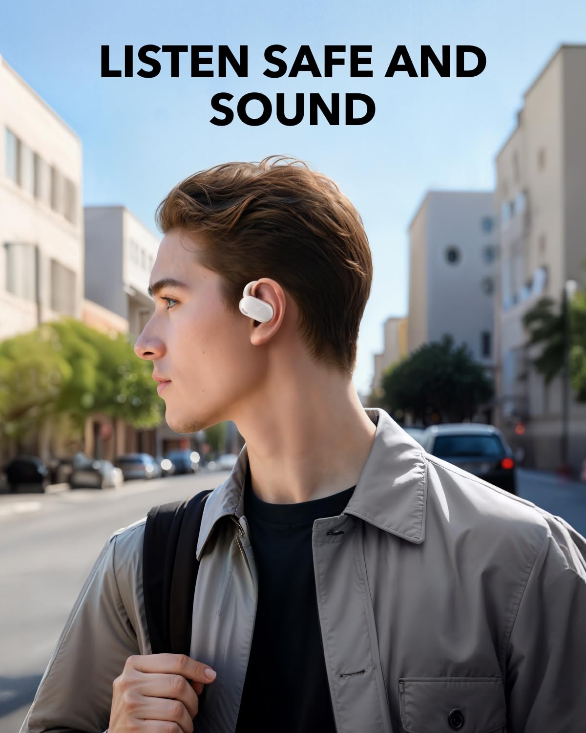 Soundcore V20i by Anker Open-Ear Headphones, Adjustable Ear Hooks,Ultra-Comfort,Snug Fit, Powerful Sound, Clear Calls, IP55, LED Lights, 36H Playtime