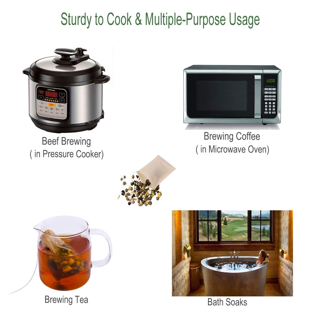 Aksuaple 100-Pack Eco-Fil Disposable Tea Filter Bags – Biodegradable, Compostable Wood Pulp, Unbleached Loose Tea Infuser Sachets with Drawstring