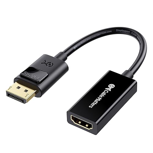 Cable Matters 2-Pack DisplayPort to HDMI Adapter, Unidirectional DP to HDMI Adapter, Full HD, 7.1 Audio, Gold-Plated Display Port Adapter to HDMI