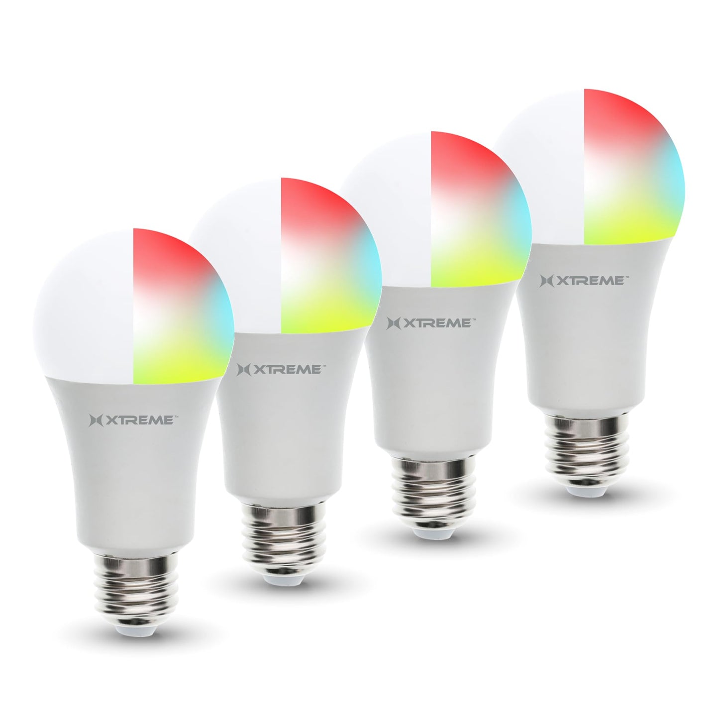 XTREME 4 Pack Smart Wi-Fi Dimmable White + Multi Color LED Light Bulb, A19, E26, 9 Watt, Mobile App Control