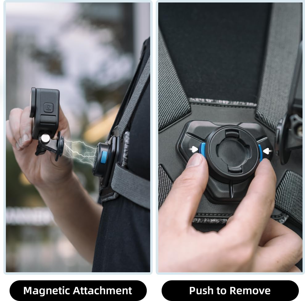 SUREWO Upgraded Magnetic Chest Mount Harness Strap Body Mount Chesty Compatible with Go Pro Hero 13/12/11/10/9/8/7 Black,DJI Osmo Action 5