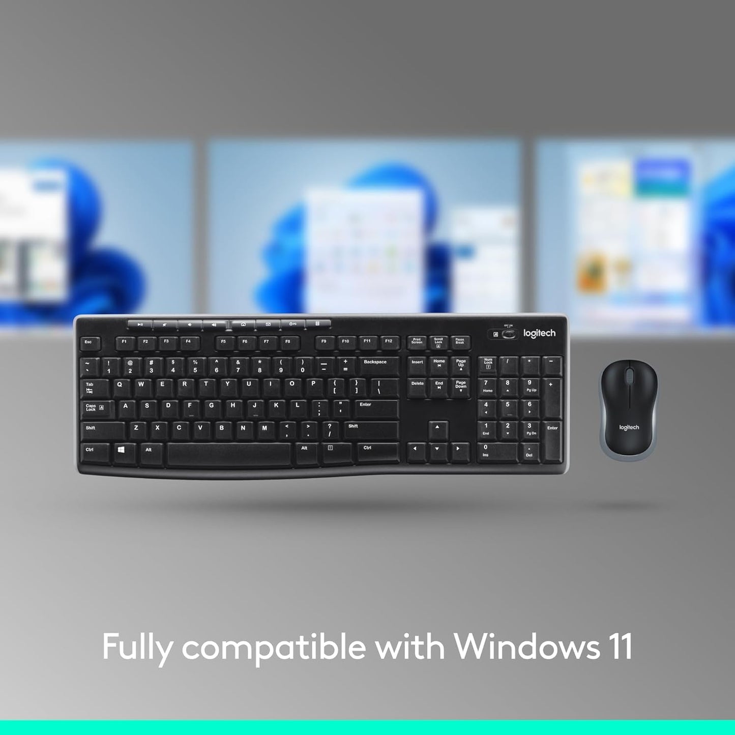 Logitech MK270 Wireless Keyboard and Mouse Combo for Windows, 2.4 GHz Wireless, Compact Mouse, 8 Multimedia and Shortcut Keys, 2-Year Battery Life
