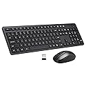 Wireless Keyboard and Mouse Combo, 2.4G Silent Cordless Keyboard Mouse Combo for Windows Chrome Laptop Computer PC Desktop, 106 Keys Full Size
