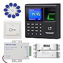 LIBO Complete RFID Access Control System Fingerprint Access Controller Keypad, DC12V / 3A Power Supply Transformer, Electronic Bolt Lock with Exit