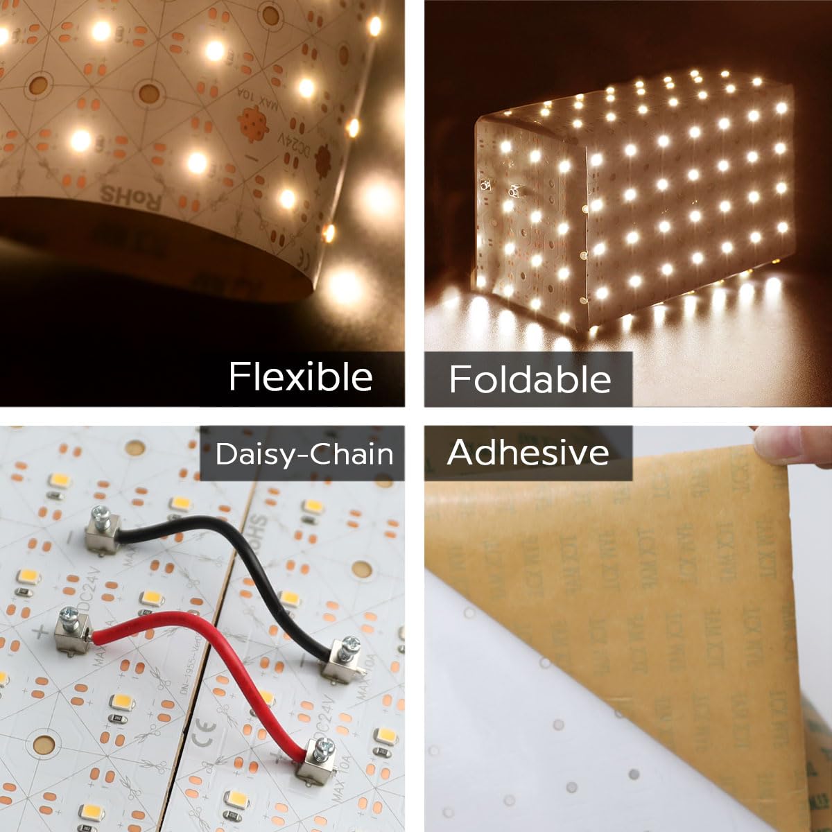 SuperLightingLED 3000K Large LED Sheets for Backlighting Countertop, 78.7in x 9.45in Flexible 24V LED Light Sheet Cuttable Dimmable Warm White