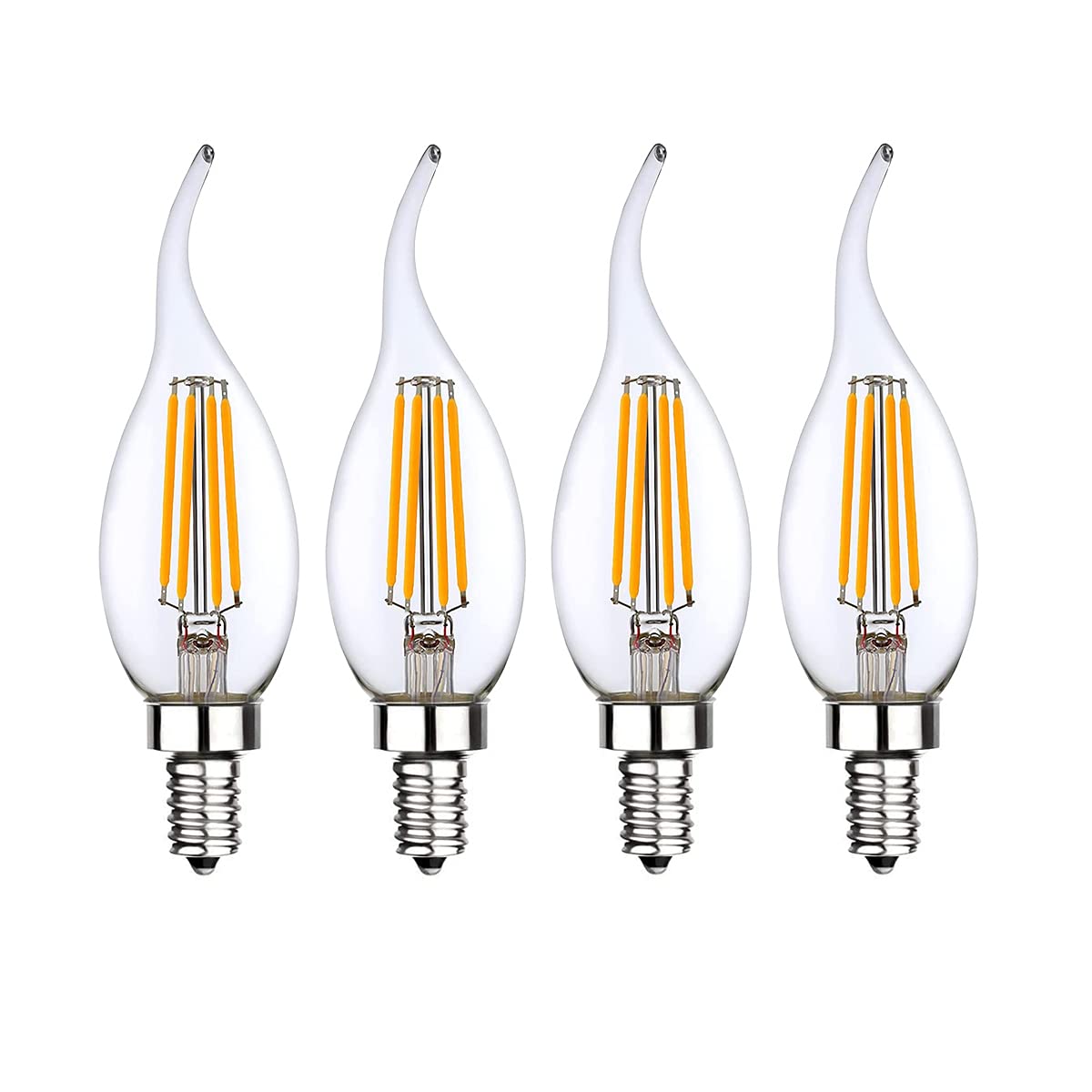 SHUWDKAR 12 Volt Candelabra Bulbs LED 4W E12 Bulbs 40 Watt Equivalent 2700K