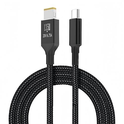 JASHALO 135W Type-C USB-C Cable to DC Rectangle 11.0 * 4.5mm Power PD Charge Cable for Thinkpad X1 Legion Y7000P Laptop DC20V 6.25A (1)
