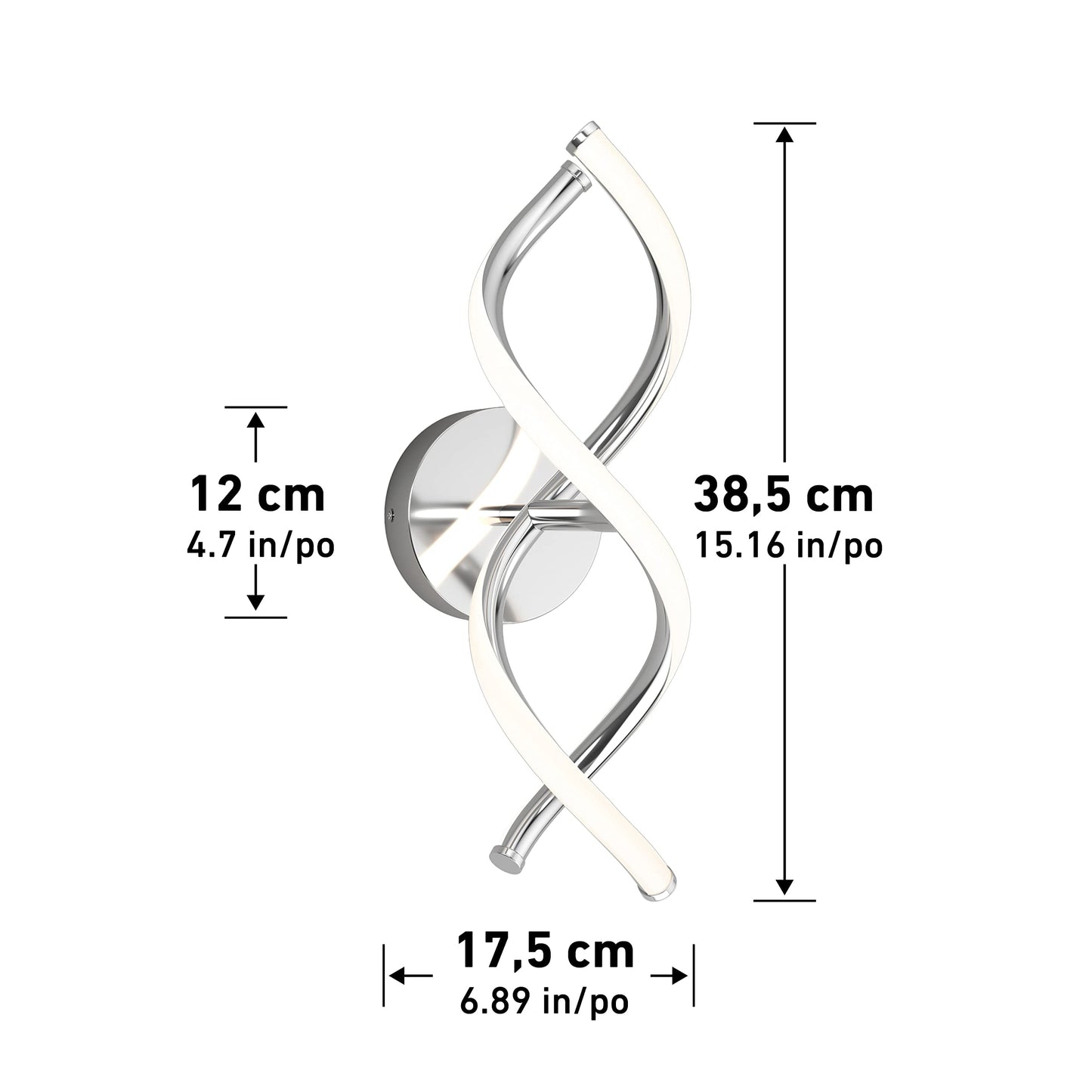 artika DNA 12W LED Modern Wall Sconce Light, Chrome Finish, Ideal for Bathroom, Living Room, Bedroom, Hallway - 850 Lumens, 3500 Kelvin, Made