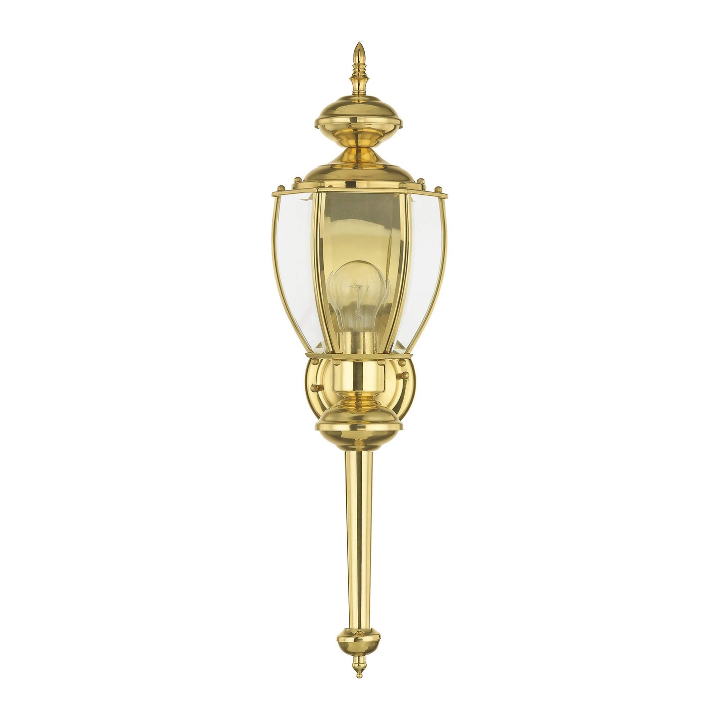 Livex Lighting 2112-02 Outdoor Wall Lantern with Clear Beveled Glass Shades, Polished Brass