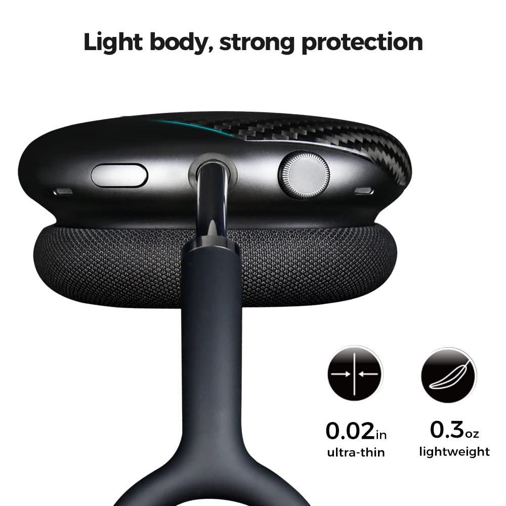 MONOCARBON Real Carbon Fiber Case for Airpods Max,Military Grade Protective Hard Cover for 2024 New and Old Apple Airpods Max Headphone from Daily