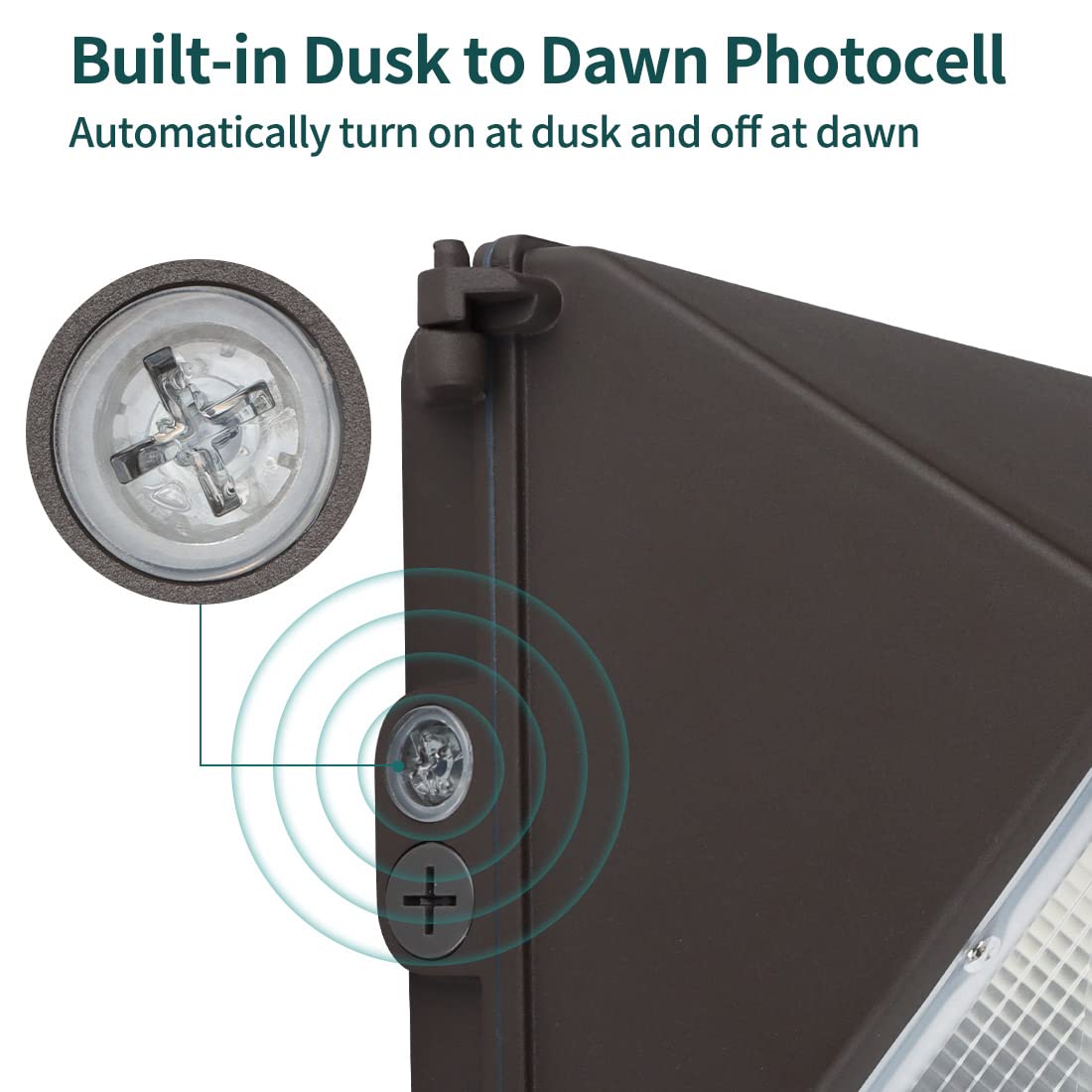 kadision LED Wall Pack with Dusk-to-Dawn Photocell, 60W 7800lm 5000K 100-277V IP65 Waterproof Outdoor Wall Light Fixture, 150-200W HPS/MH Replacement