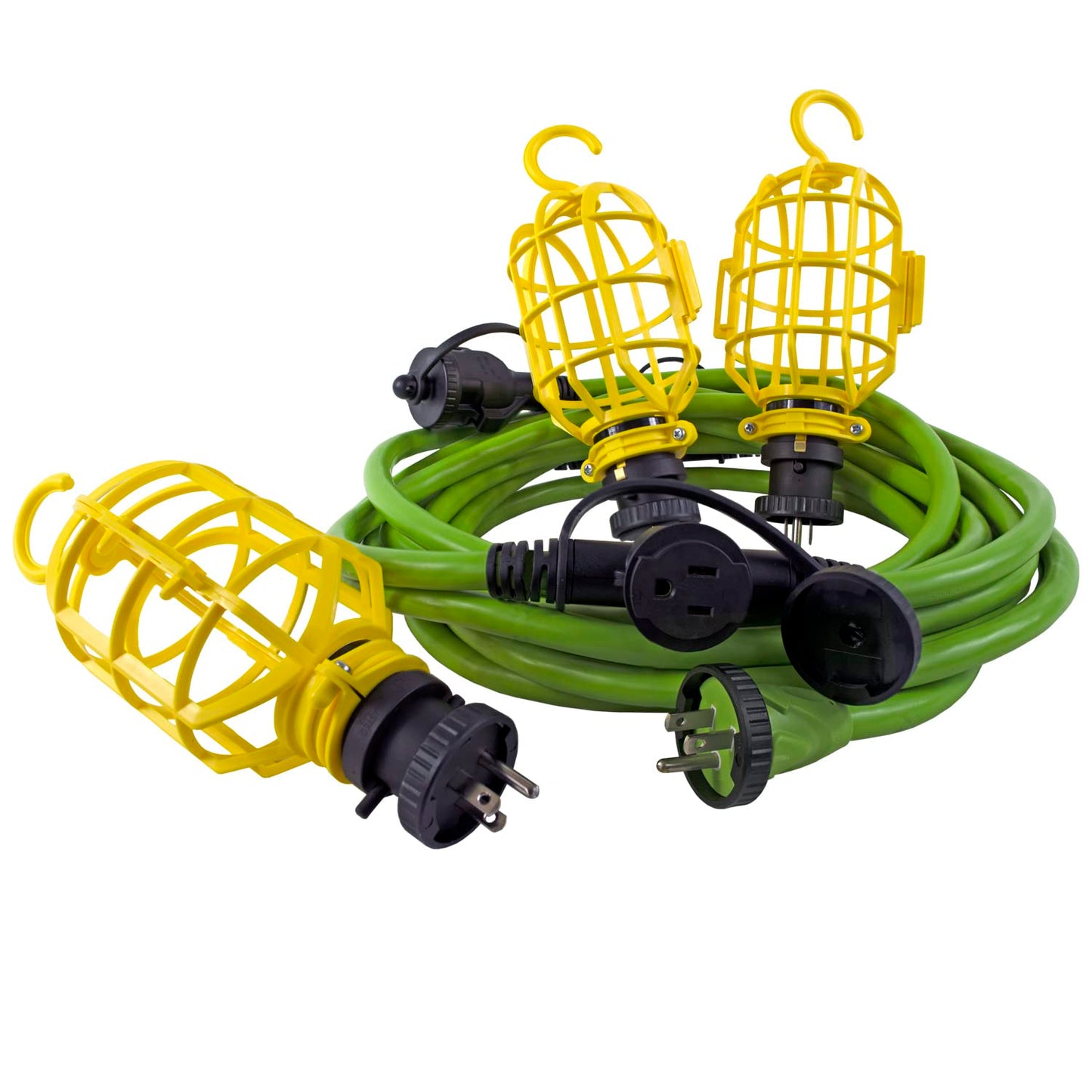 Conntek 25FT Inline Outlets Multifunction Extension Cords with 3 Detachable Light Cages