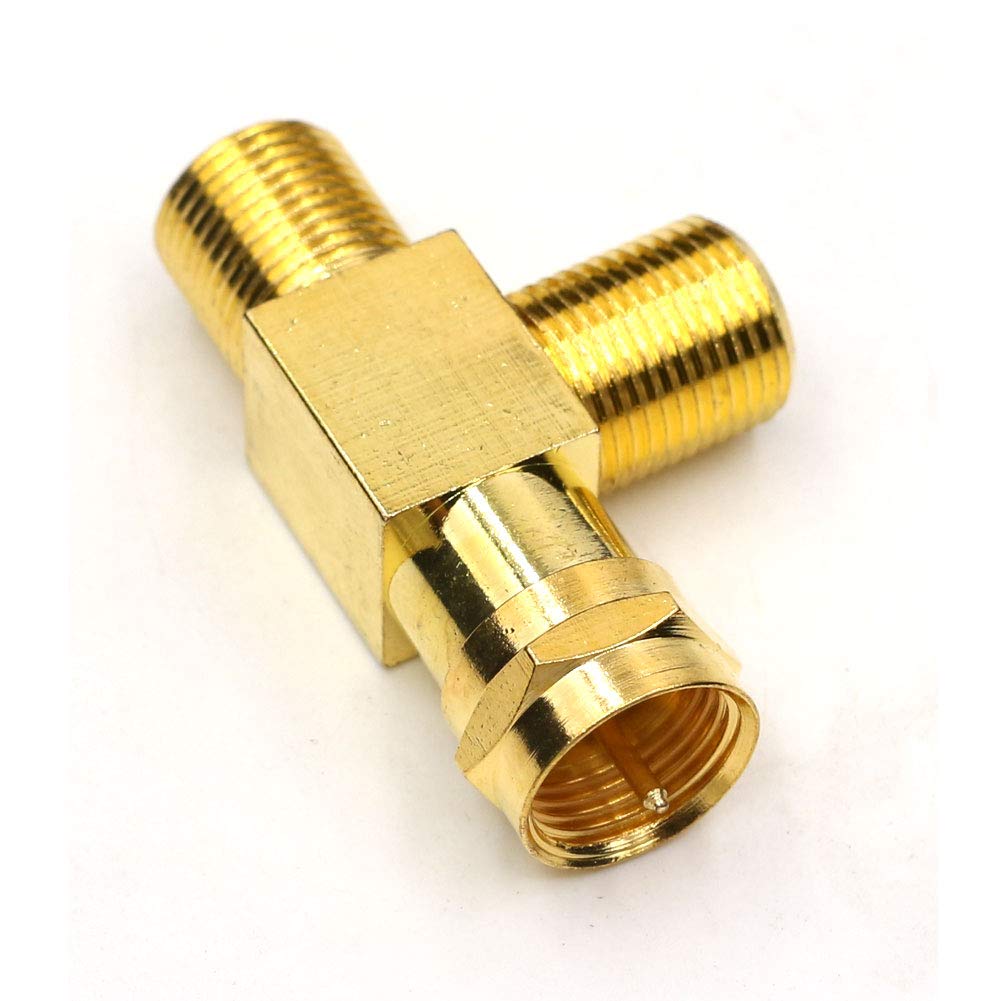 ANHAN F Coax Splitter, F Male to Female Connectors F type Satellite TV Splitter F type Coaxial Adapters for Video VCR Antenna 2Packs