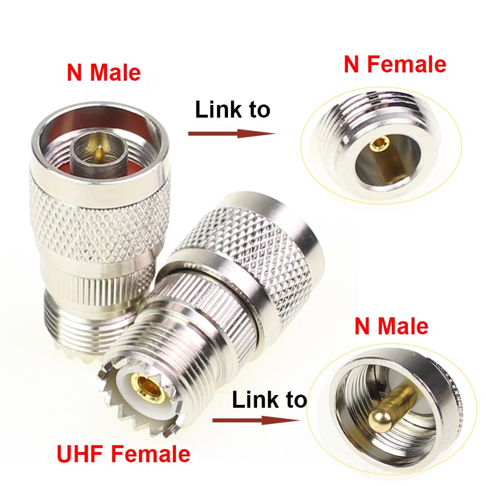 exgoofit N Male to UHF Female Pack 3pcs RF Antenna Coaxial Coax Adapter SO-239 Jack Coax Adapter SO239 Connector