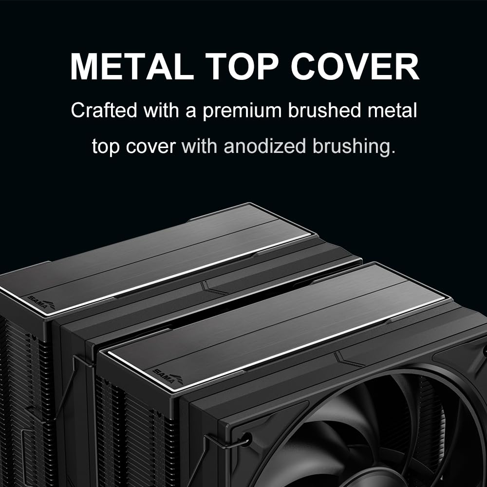 SAMA A60B Dual Tower CPU Air Cooler, 6 Heat Pipes, 2×120mm Guide Ring Fans, 265W TDP Cooling, Quiet 29dBA Operation, Premium Metal Finish, Intel LGA