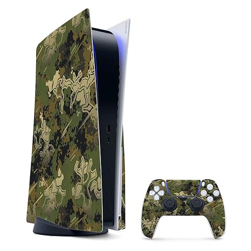 MightySkins Gaming Skin for PS5 / Playstation 5 Bundle - Viper Woodland | Protective Viny wrap | Easy to Apply and Change Style | Made in The USA