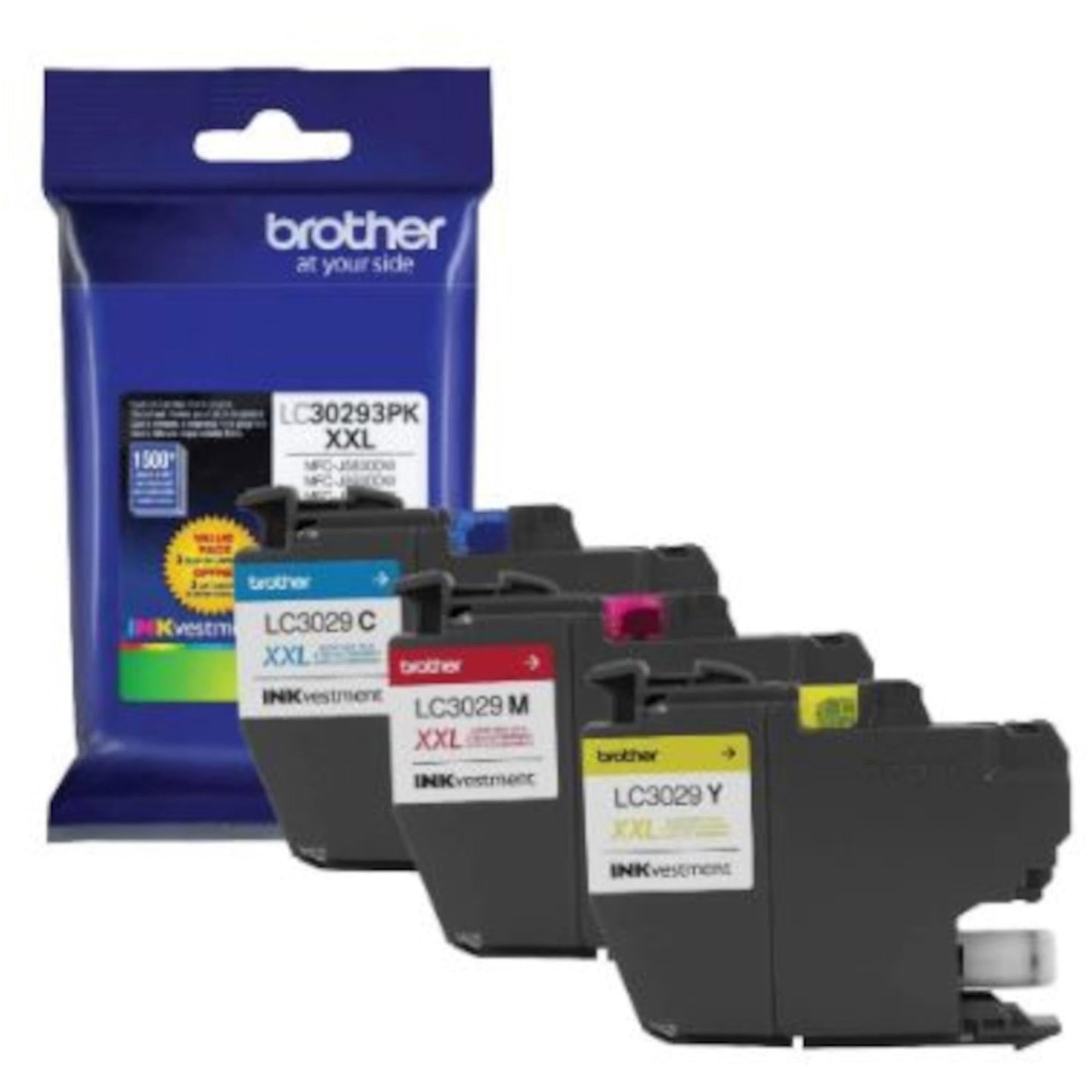 Brother® LC3029 Super-High-Yield Cyan, Magenta, Yellow Ink Cartridges, Pack of 3, LC30293PK