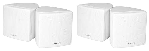 Rockville Cube 3.5" 30-Watt RMS Home Theater Wall Speakers, White, Swivel Brackets and Pivoting Mounts, Compact Surround Channels for Living Room or