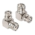 XRDS -RF UHF Female to BNC Male Adapter - 90 Degree BNC Male to SO-239 Female Connector for Ham Radio, CB Radio, and RF Applications (2 Pack)