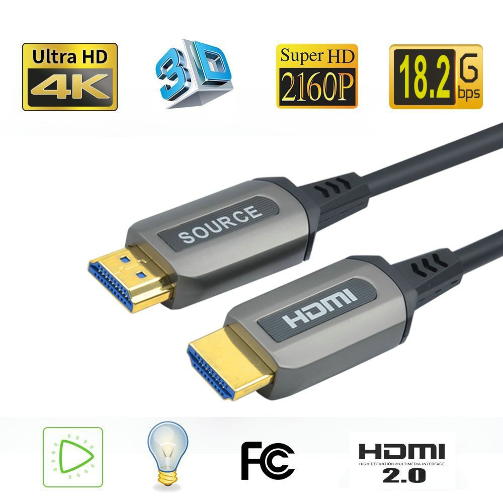 Jeirdus 50ft AOC HDMI Fiber Optic Cable Ultra HDR HDMI2.0b 18 Gbps,Support 4K60HZ ARC HDR10 HDCP2.2, Dolby Vision, Light Speed Slim and Flexible