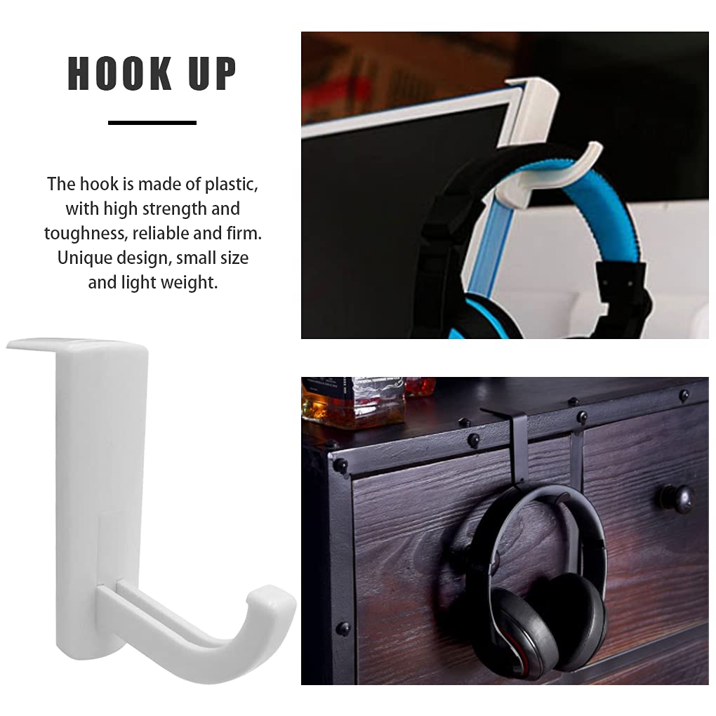 VizGiz 2 Pack Headphone Stand Hook Headset Holder Hanger Stick-on Support for Computer Over Ear Earphone PC Monitor Screen Edge Desk Top Wall Gaming