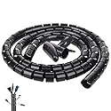 Black Spiral Winding Cable Management Pipe Wire Wrap Line Coiled Tube, Flexible Cord Covered Protective Bundler Sleeve Hose for Office, Computer, TV