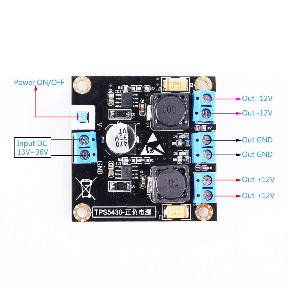 DONGKER TPS5430 Voltage Regulator Module,DC-DC -12V 12V Positive Negative Dual Output Module Power Supply Module with Switching