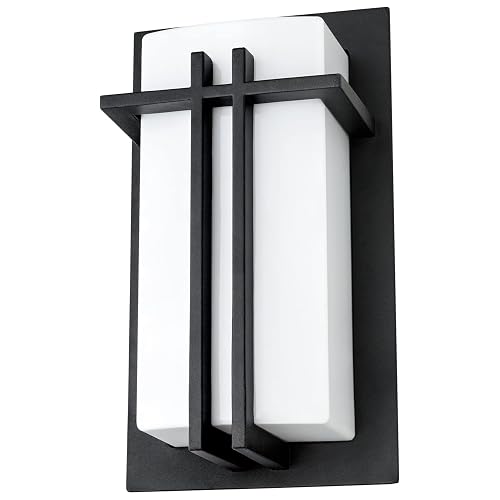 Sunlite 46092 Decorative Square Wall Sconce Light Fixture, A19 Bulb, E26 Socket, 60 Watts Max (Bulb not Included), Indoor, Opal Shade, Matte Black