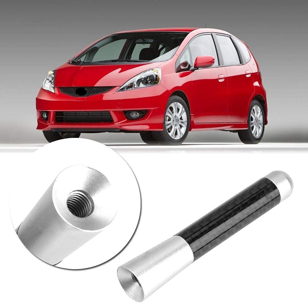 Acouto Car Antenna 3 Inch Carbon Fiber Universal Car Modification Screw Radio Antenna Short Car Antenna Aerial Replacement (Silver)