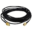 Kaunosta WiFi Antenna Extension Cable 15ft RG174 RP-SMA Male to RP-SMA Female RF Coaxial Cable Low Loss Gold Plated Pigtail for Wireless LAN Router