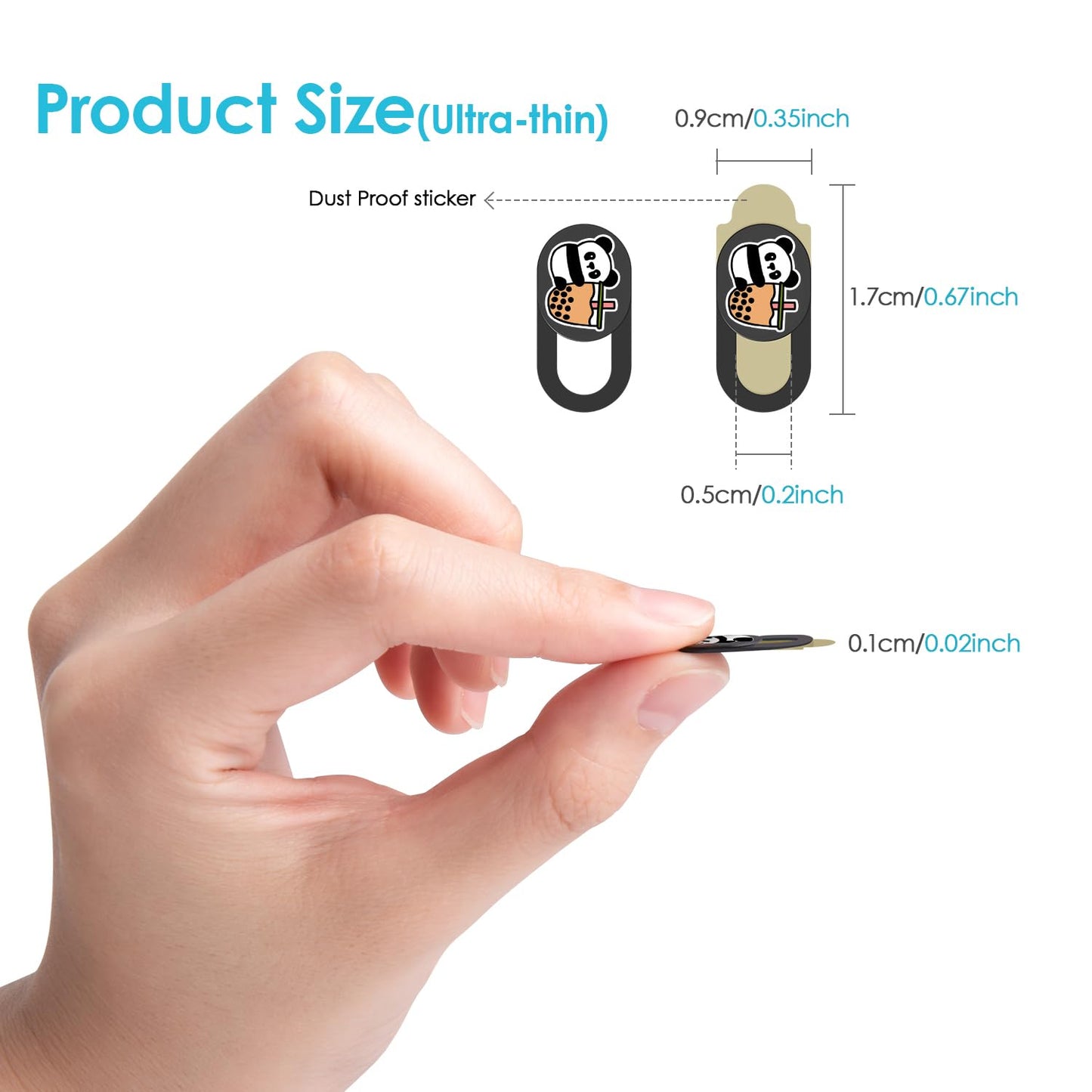 Webcam Cover, 0.02 inch Panda Laptop Camera Cover, Cute Accessories for Laptop PC iPhone iPad iMac MacBook Pro Air Computer Smartphone Tablet, Camera
