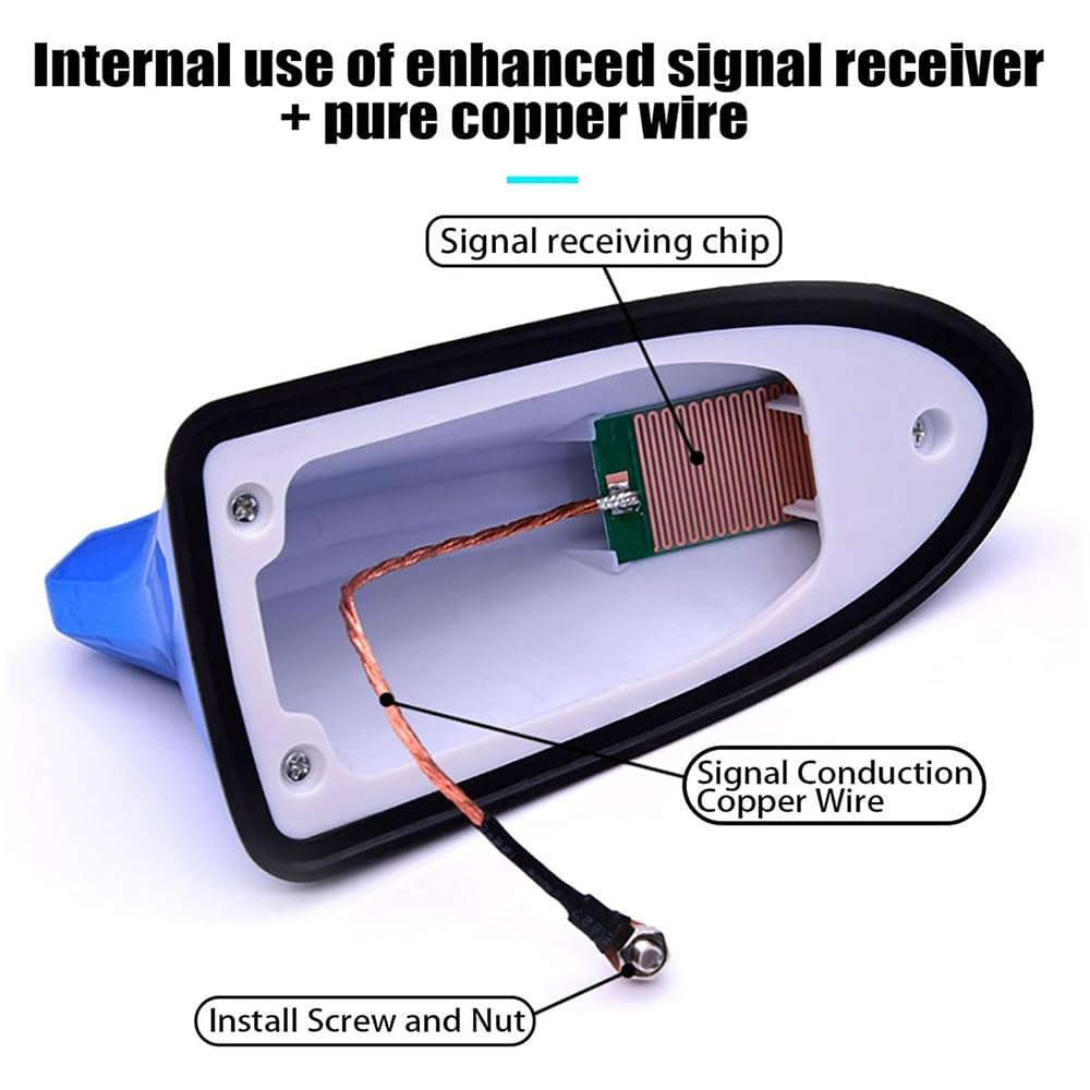 TYDXZNB Shark Fin Antenna for Subaru Impreza 1992-2025 2026 SGP, Functional Signal Receiver with Copper Connection Cable, Exterior Aerial Styling Replacement Accessory,Silver