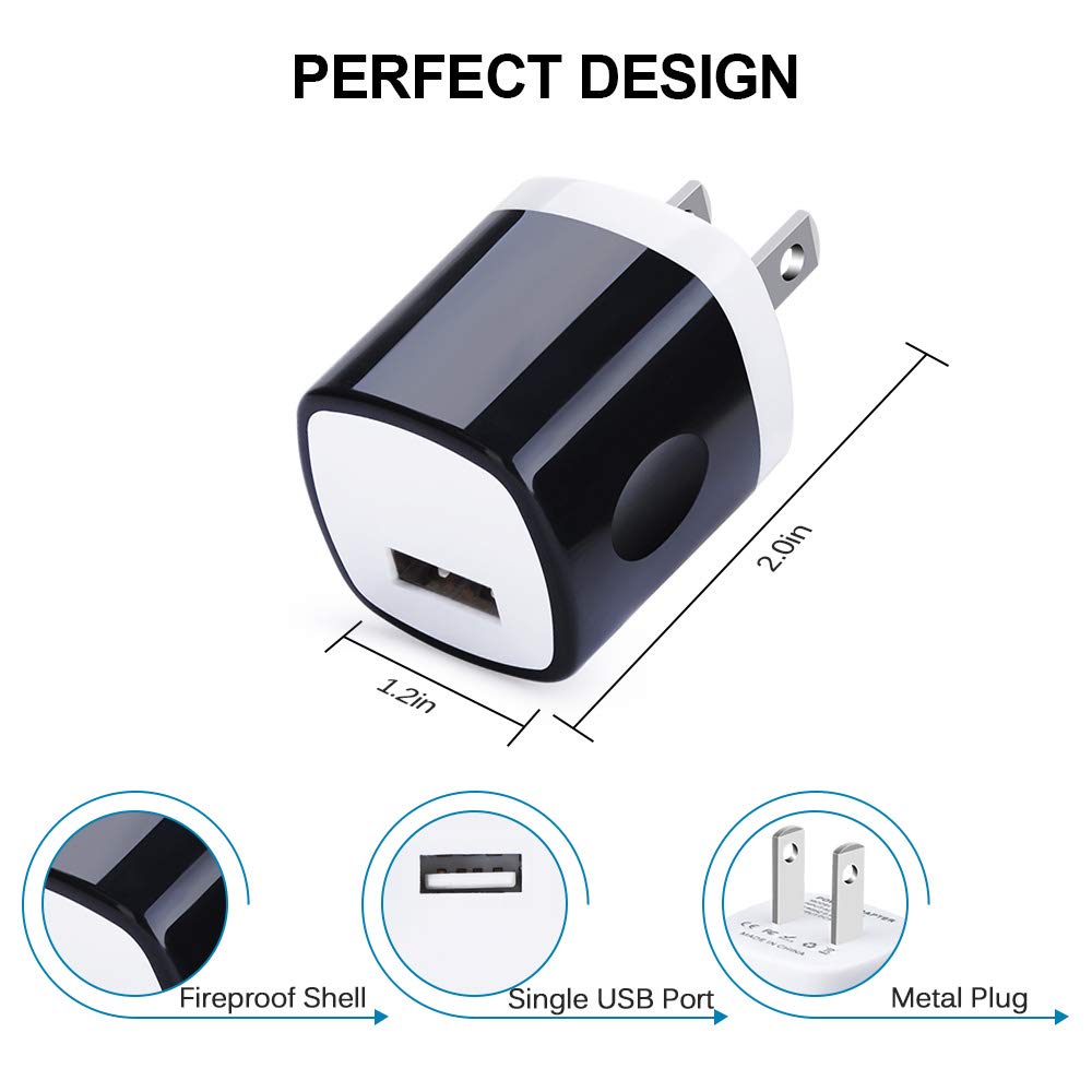 Wall Adapter 10 Pack,UorMe 1A 5V Single Port Charger Power USB Plug Charging Cube Block Box Compatible iPhone 14 13 12 SE 11, Galaxy S23 Ultra S22 S21