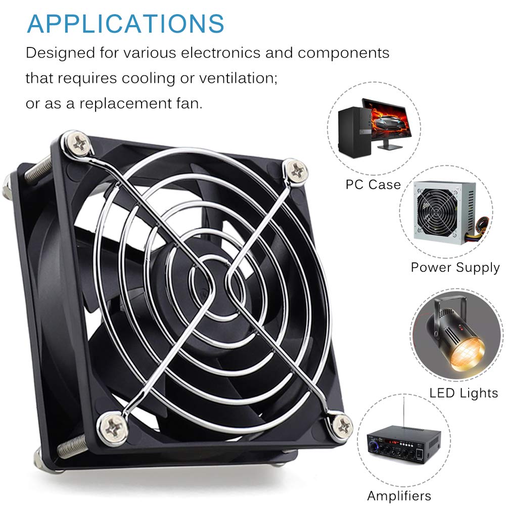 GDSTIME 4500RPM 8cm 80mm x 80mm x 25mm 12v Big Airflow High Speed Dual Ball Bearing Brushless DC Cooling Fan 2 Pin