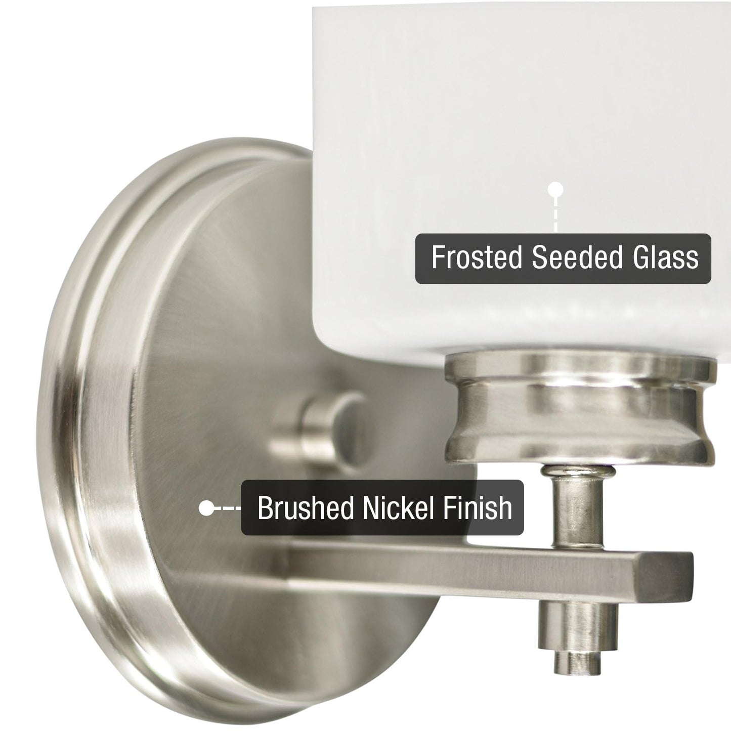 Kira Home Phoebe 8" Modern Wall Sconce with Frosted Seeded Glass Cylinder Shade, Industrial Silver Wall Light with Cylinder Glass Shade, Brushed