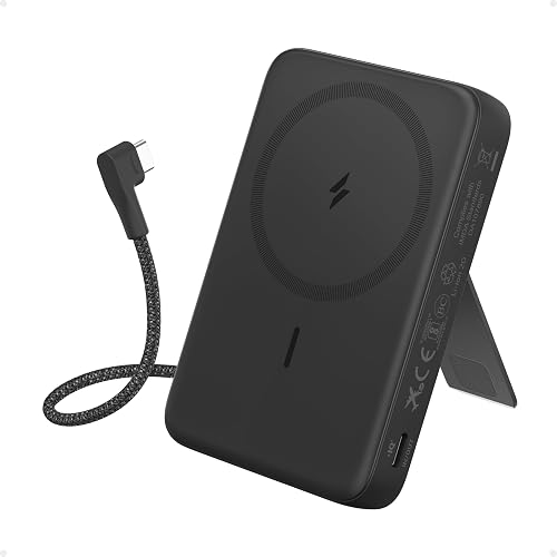 ANKER Zolo Magnetic Power Bank, 10,000mAh Wireless Portable Charger with 30W Max Fast Charging, Battery Pack with Built-in USB-C Cable and Adjustable