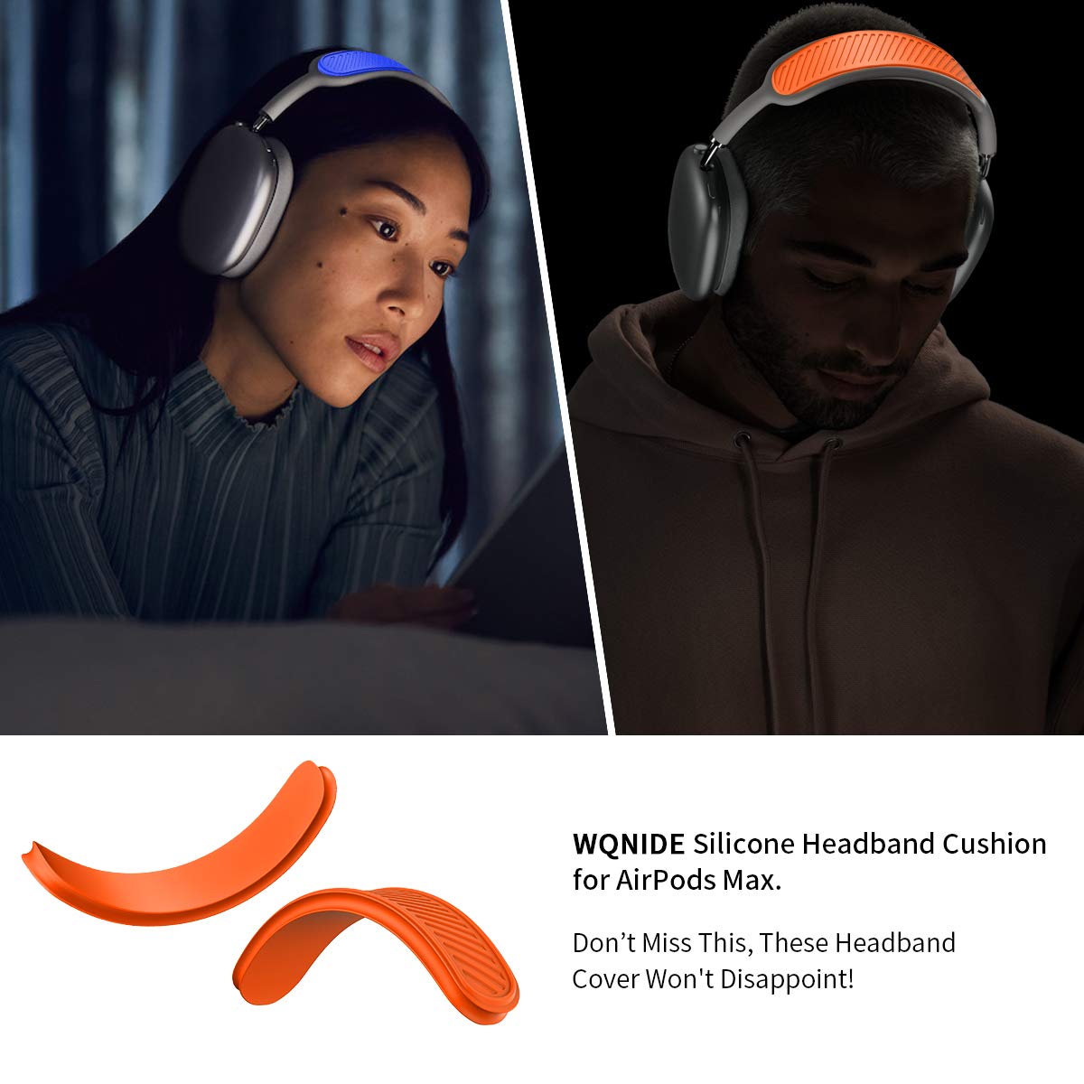 Headband Cover for Apple AirPods Max, WQNIDE Washable Soft Silicone Headphone Headband Protectors/Comfort Cushion/Top Pad Protector Sleeve Compatible