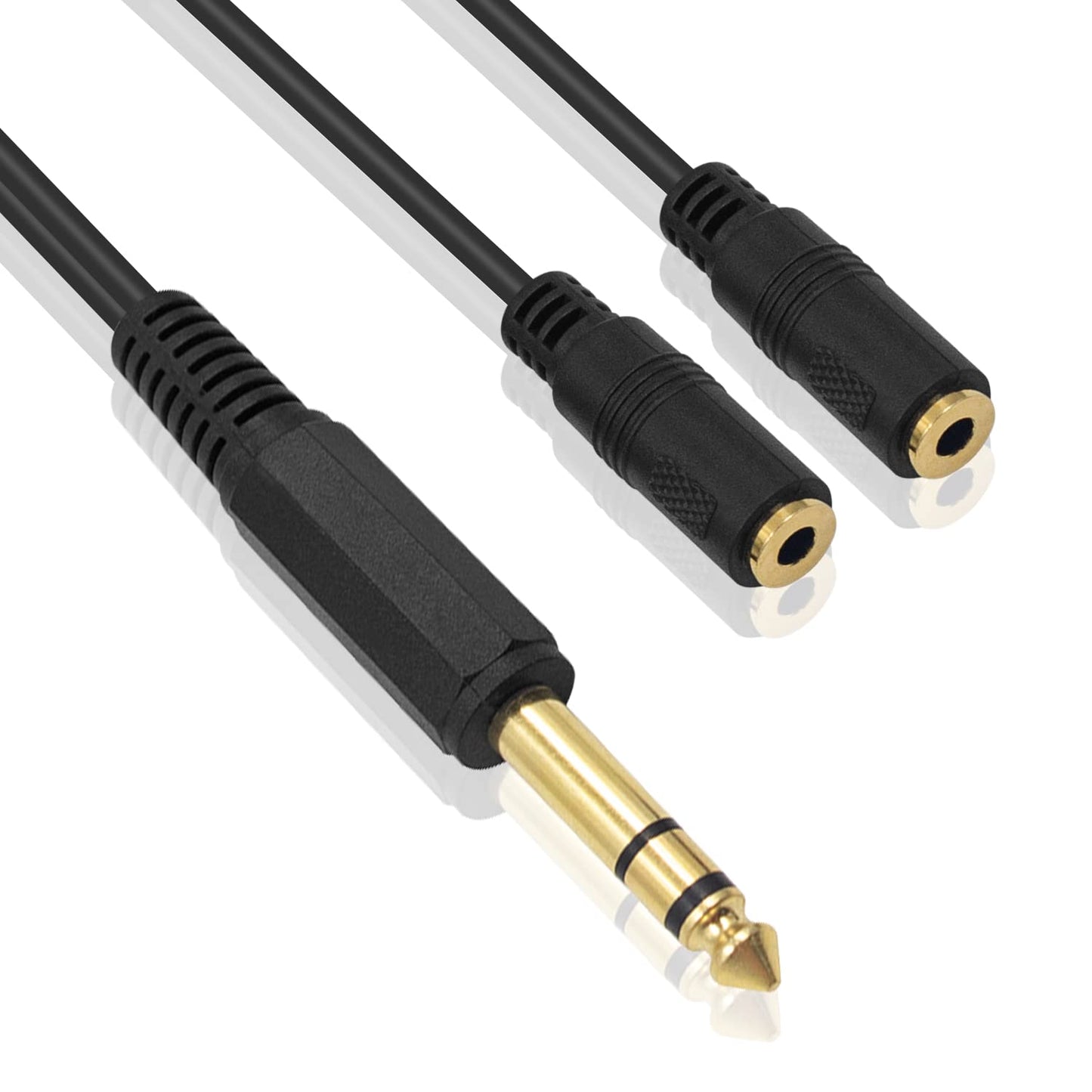 Poyiccot 1/4 to 3.5mm Adapter, 3.5mm to 1/4 Headphone Adapter, 6.35mm 1/4 inch TRS Stereo Male to 2 Dual (Mini) 1/8 inch Stereo Female Y Splitter