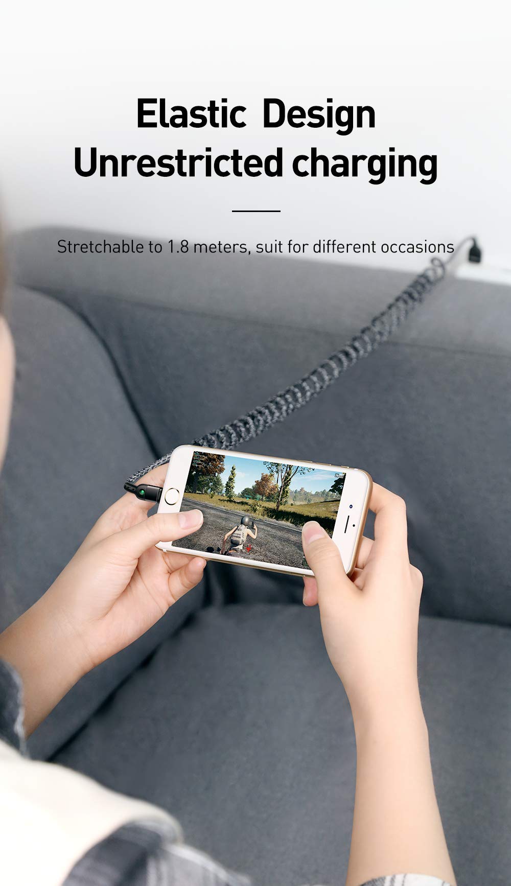 mcdodo Anti Winding Cable, LED Coiled Cord Nylon Braided Sync Charge USB Data 6FT/1.8M Cable Compatible New iPhone 14/13/12/11 Pro Max (Black…