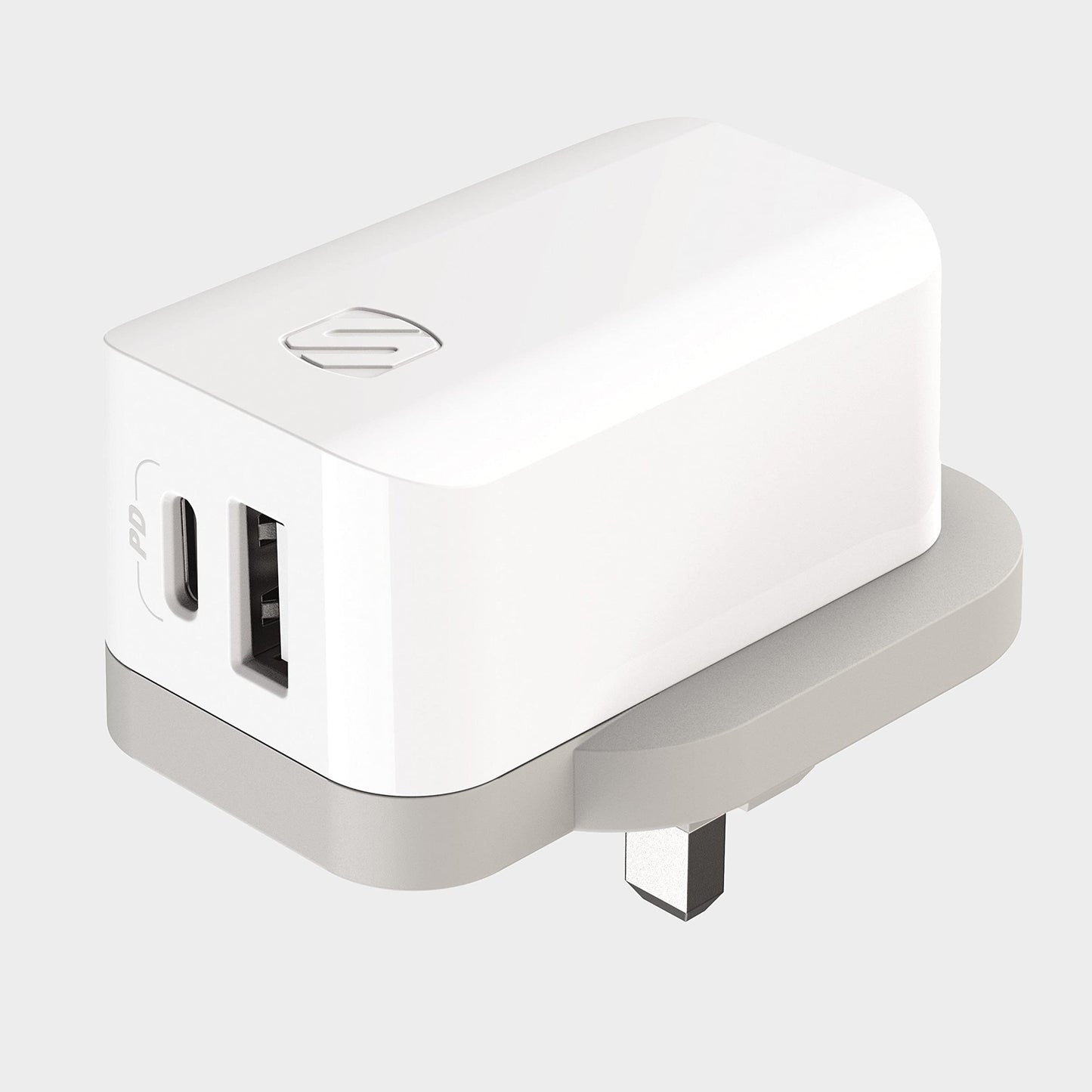 Scosche HPDCA32UK PowerVolt 32W Certified USB Type-C + USB Type-A UK Quick Wall Charger Power Delivery 3.0 for All USB-C and USB-A Devices in White
