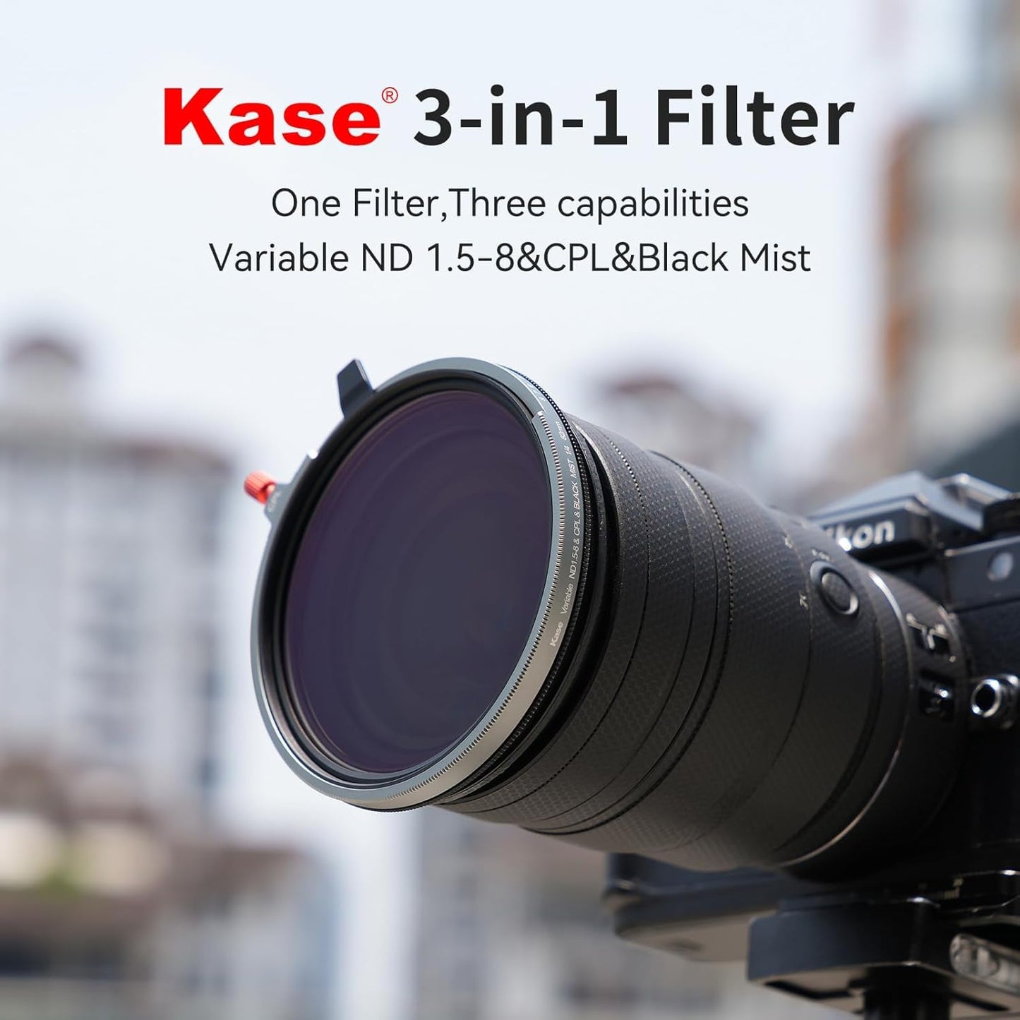 Kase CPL/Vari ND/Black Mist 3 in 1 Combo Screw-in Filter 1.5-8 Stop ND3 to ND236 Optical Glass Ideal for Video/Vlog (67mm)