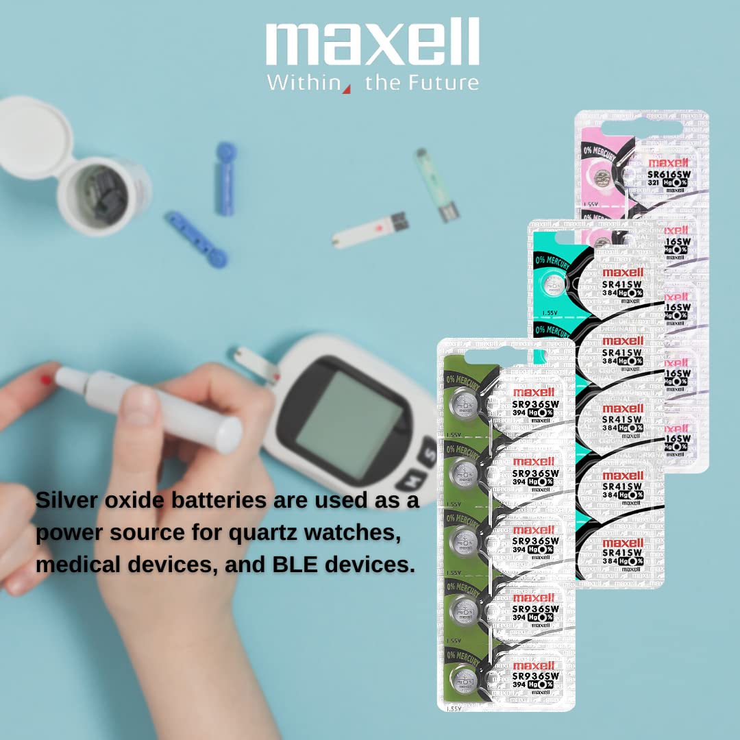 Maxell Watch Battery Button Cell SR936SW 394 Pack of 5 Batteries