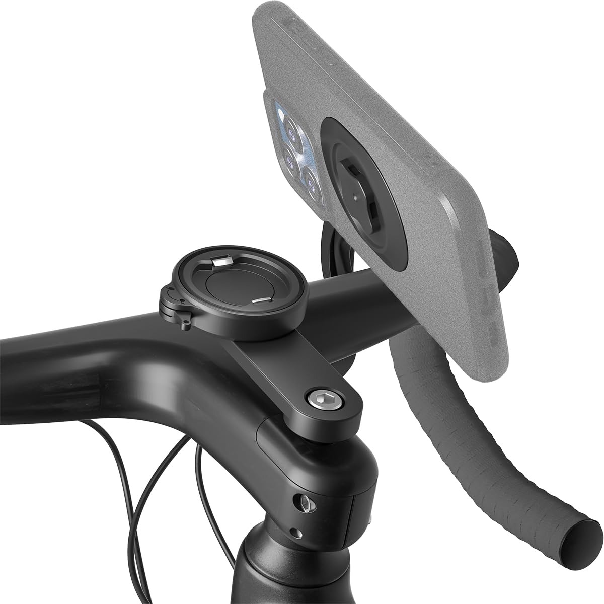 FASTAND Bike Stem Phone Mount with Dual Lock Buckles - CNC Aluminum Center Holder for iPhone & Android | Quick Install | Anti-Shake Clamp