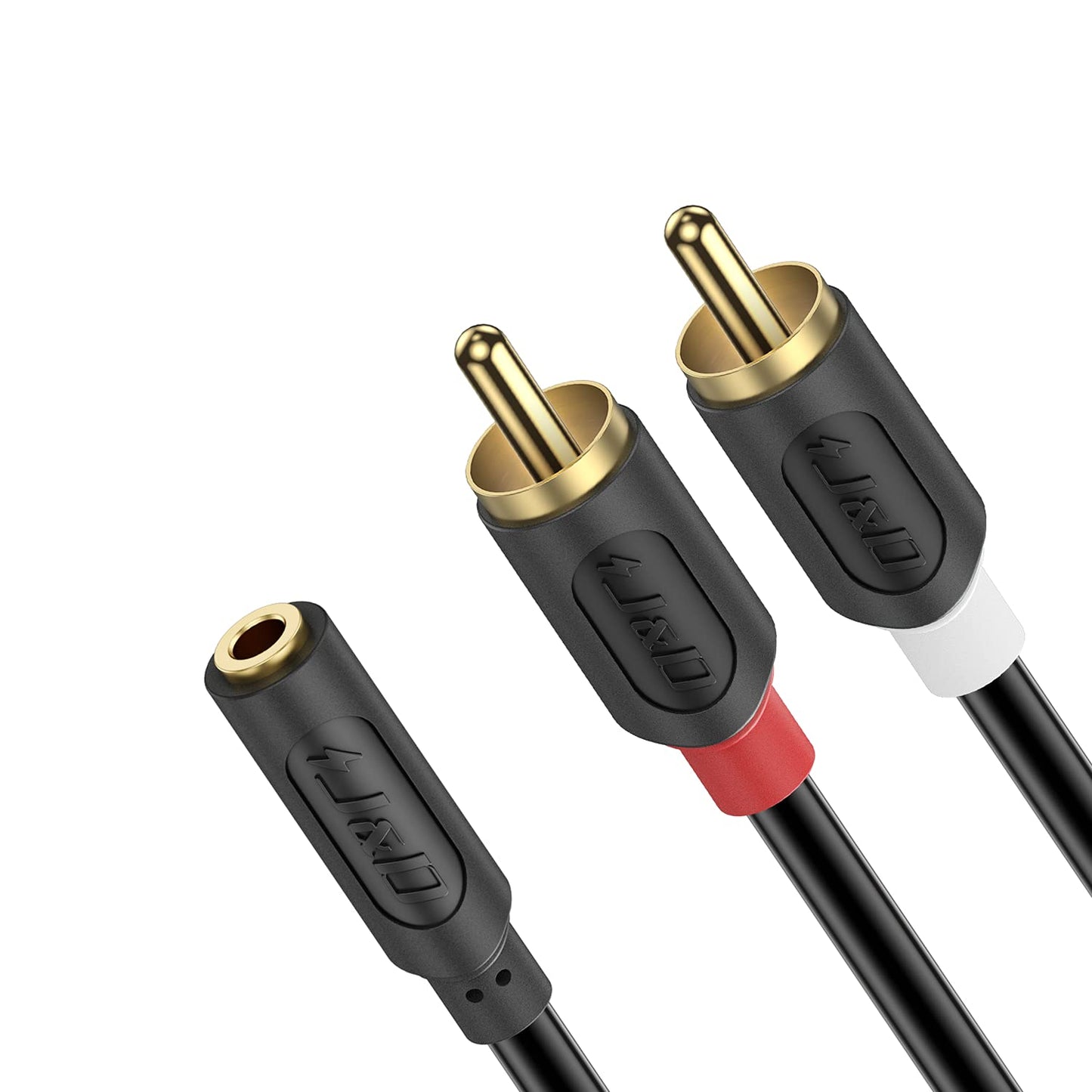 J&D 3.5mm to RCA Stereo Audio Cable, Gold Plated Audiowave Series RCA Male to 3.5mm Female Y Splitter Cable for Smartphones, Tablets, Home Theater, 3