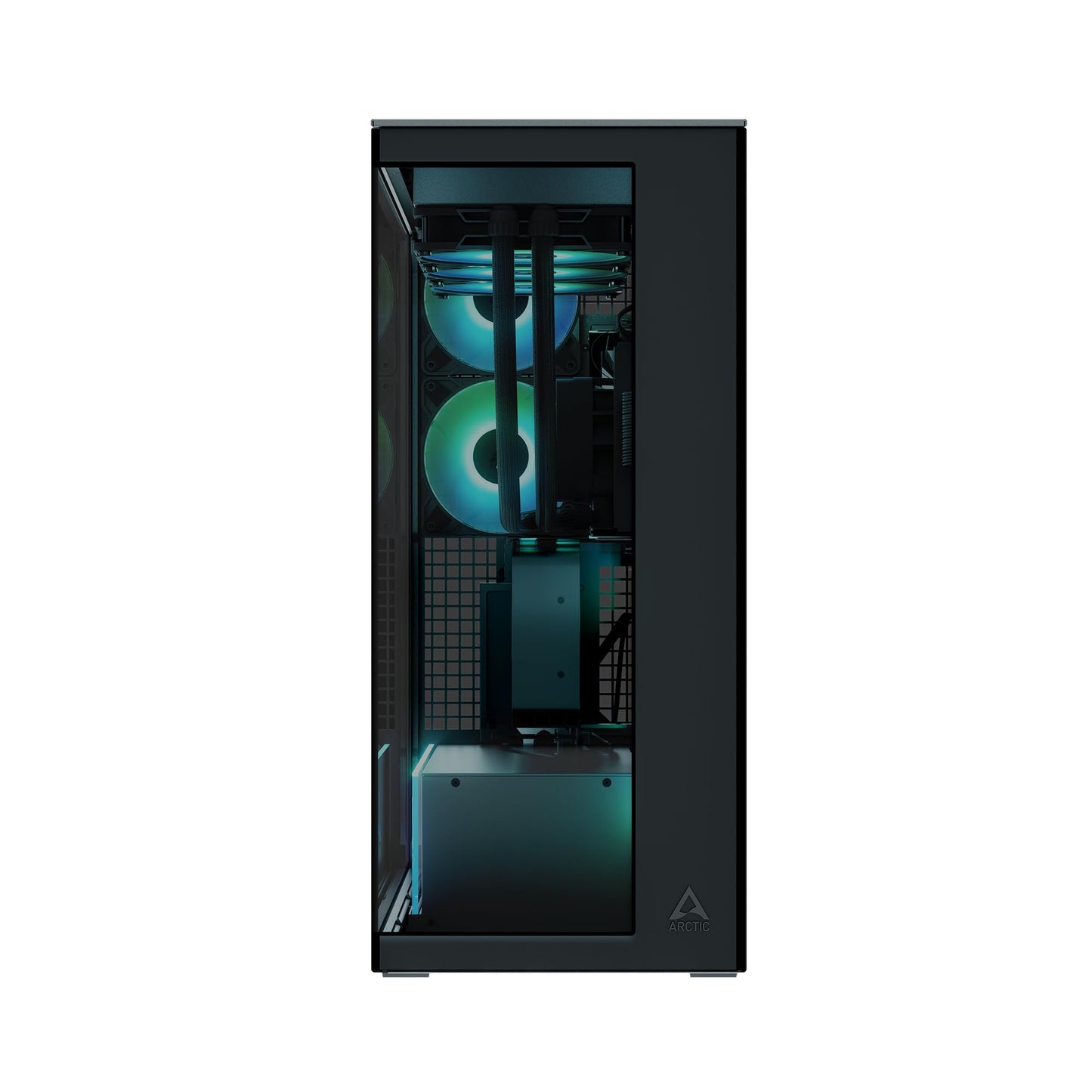 ARCTIC Xtender VG (Black) with Vertical GPU Mount - PC Case, Tempered Panorama Glass, 2 x 420 mm Radiator Support, Full Tower, Big Tower, E-ATX, 5X