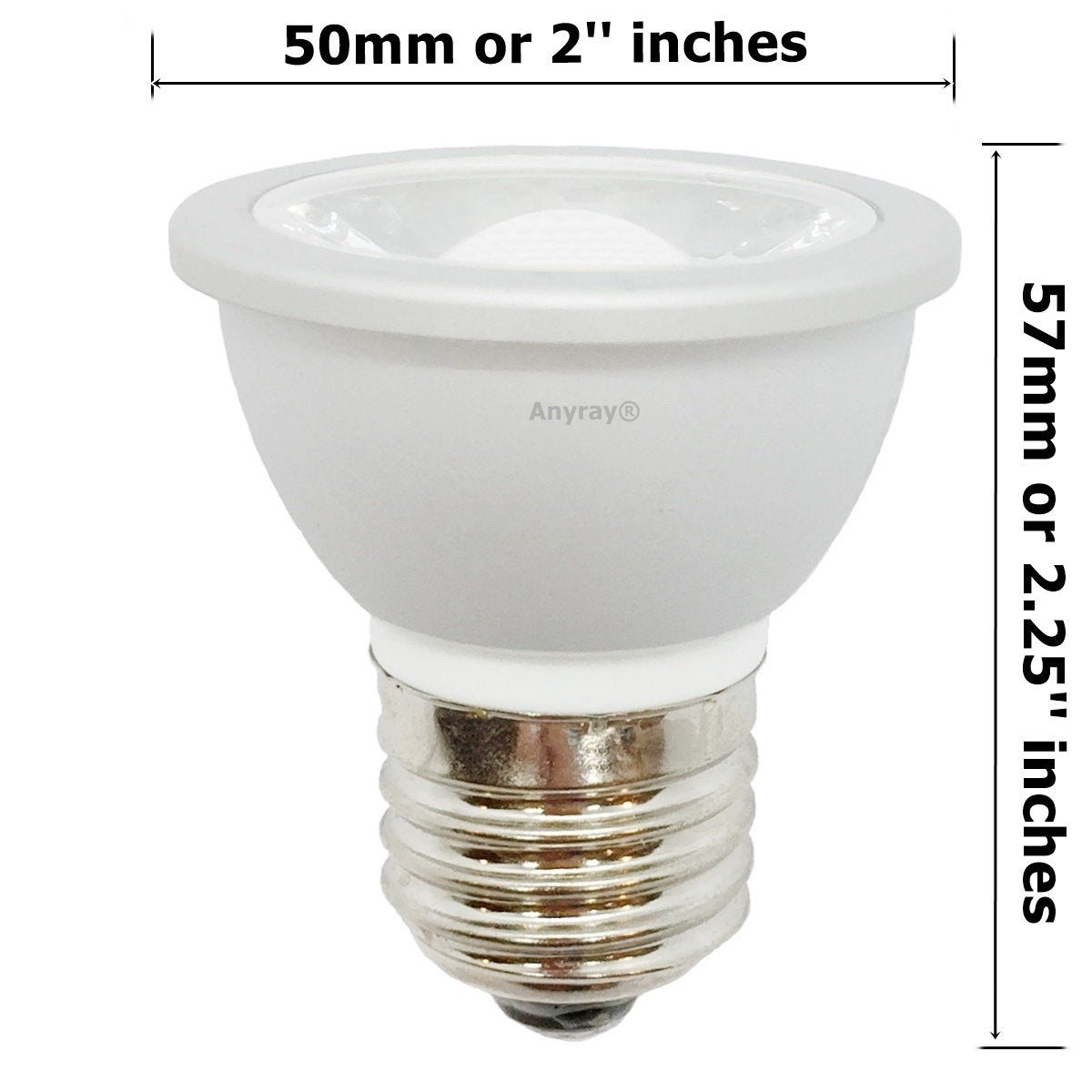 Anyray 2-LED Light Bulbs HR16 120V 5W E27 MR-16 JDR C Hood Lamp Short Neck E26 (Warm White)